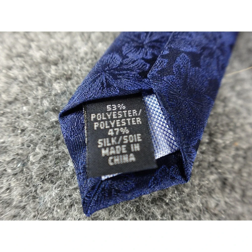 Tommy Hilfiger Necktie Mens One Size Navy Blue‎ Floral Striped Silk Blend